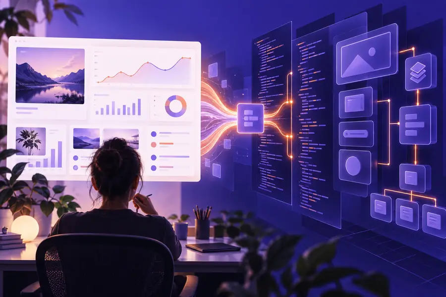 Code-focused app builder workspace for refining application behavior
